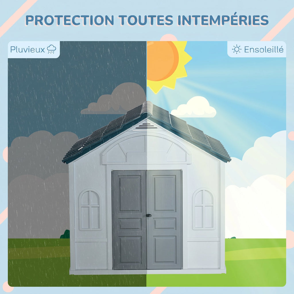 Niche pour chien d'extérieur avec toit en pente – bleue