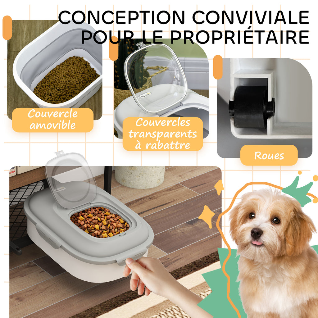Conteneur à croquettes pliable 25 L, hermétique, à roulettes – gris