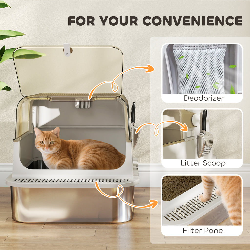 Maison de toilette XXL pour chat en inox – grise