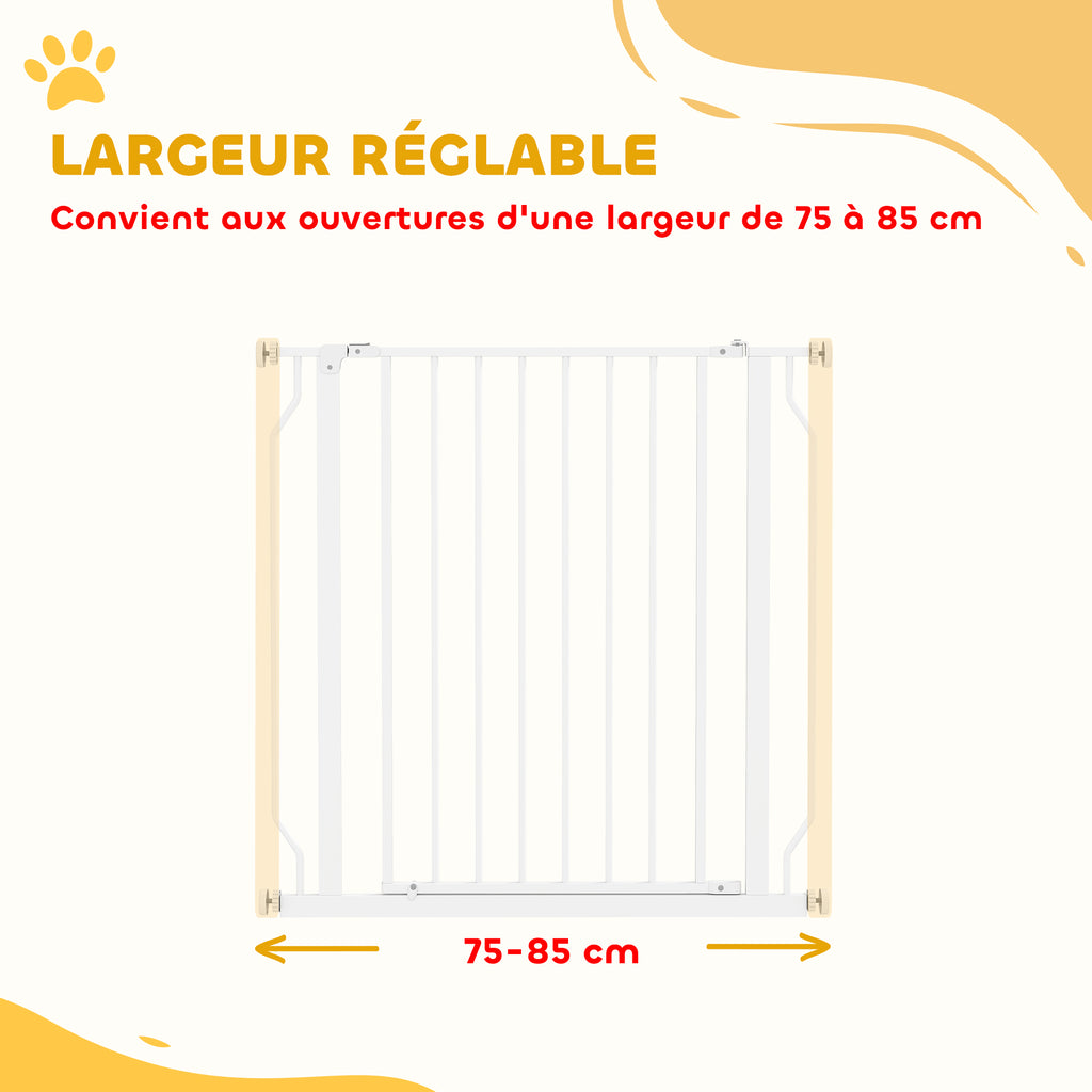 Barrière de sécurité pour animaux réglable, 75-85 cm – blanche