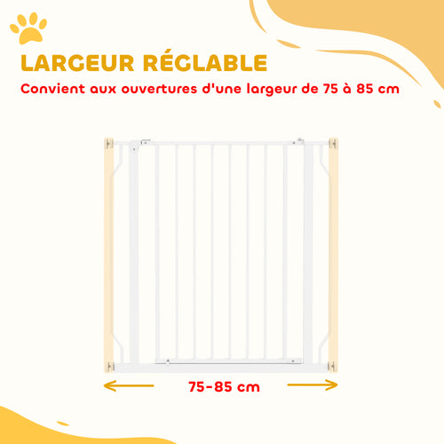Barrière de sécurité pour animaux réglable, 75-85 cm – blanche