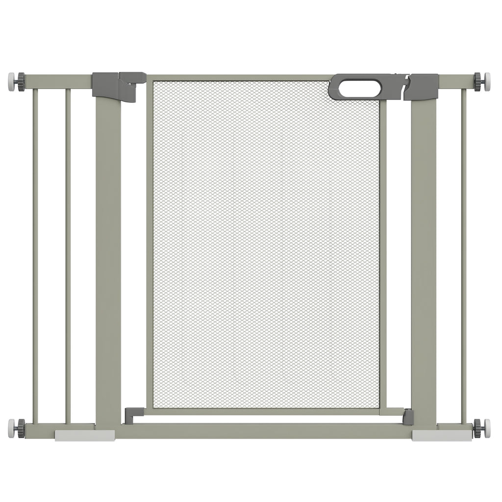Barrière de sécurité pour animaux à fermeture automatique, 75-103 cm – grise