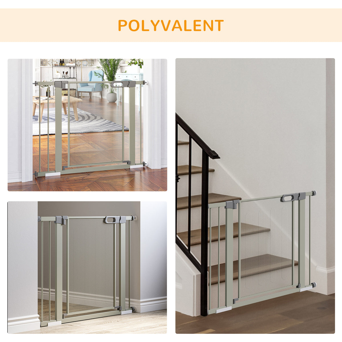 Barrière de sécurité pour animaux à fermeture automatique, 75-103 cm – grise