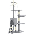 Arbre à chat multi-niveaux avec niche et hamac, 134 cm – gris
