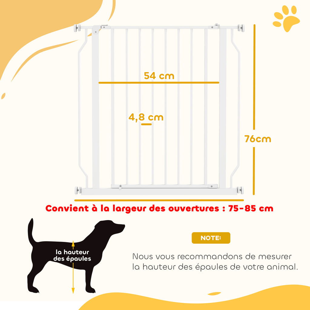 Barrière de sécurité pour animaux réglable, 75-85 cm – blanche