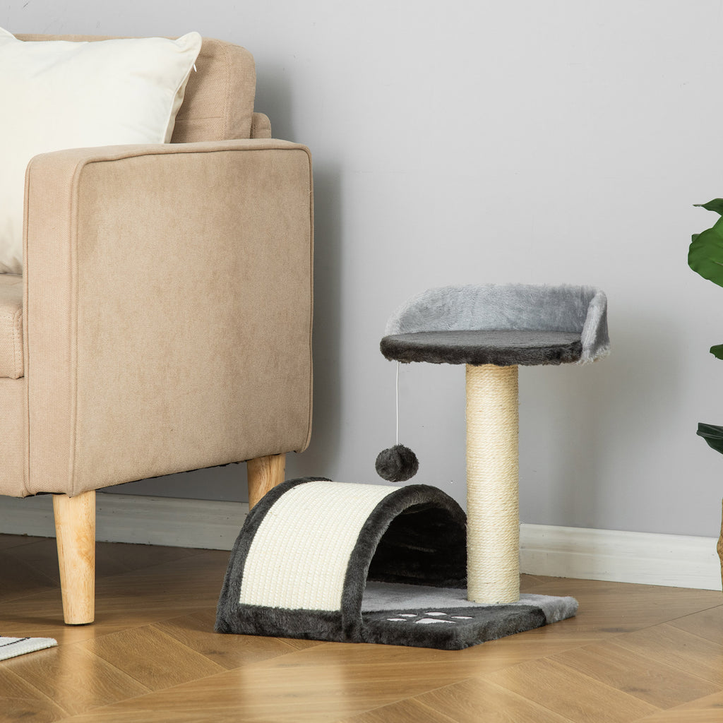 Arbre à chat griffoir avec jeu de boule et plateforme – gris foncé