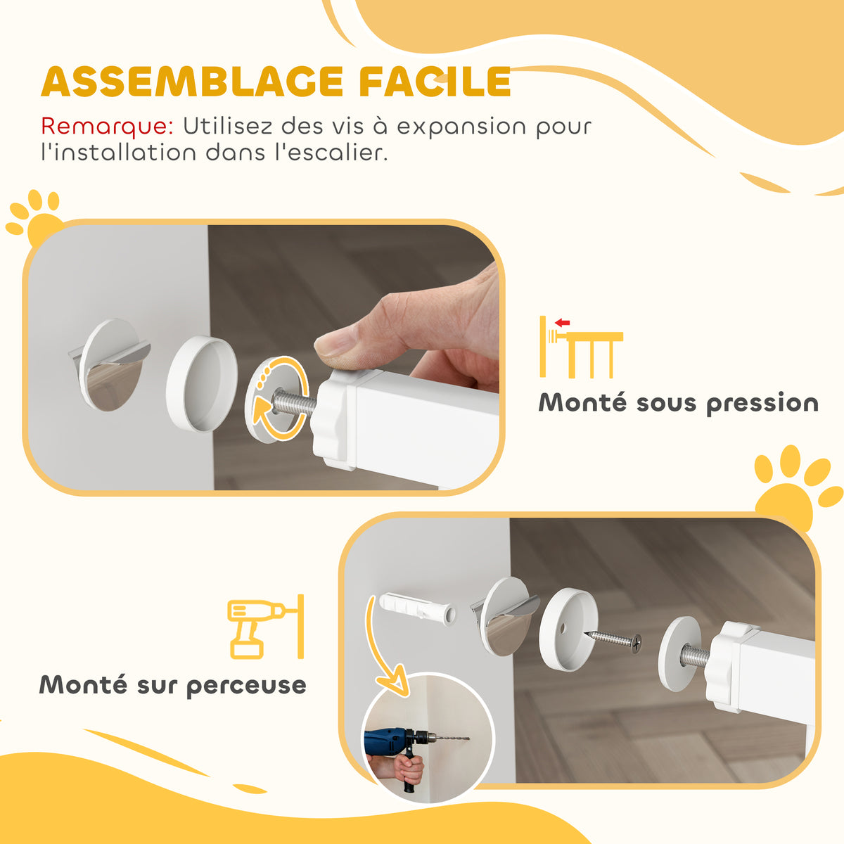 Barrière de sécurité pour animaux réglable, 75-85 cm – blanche