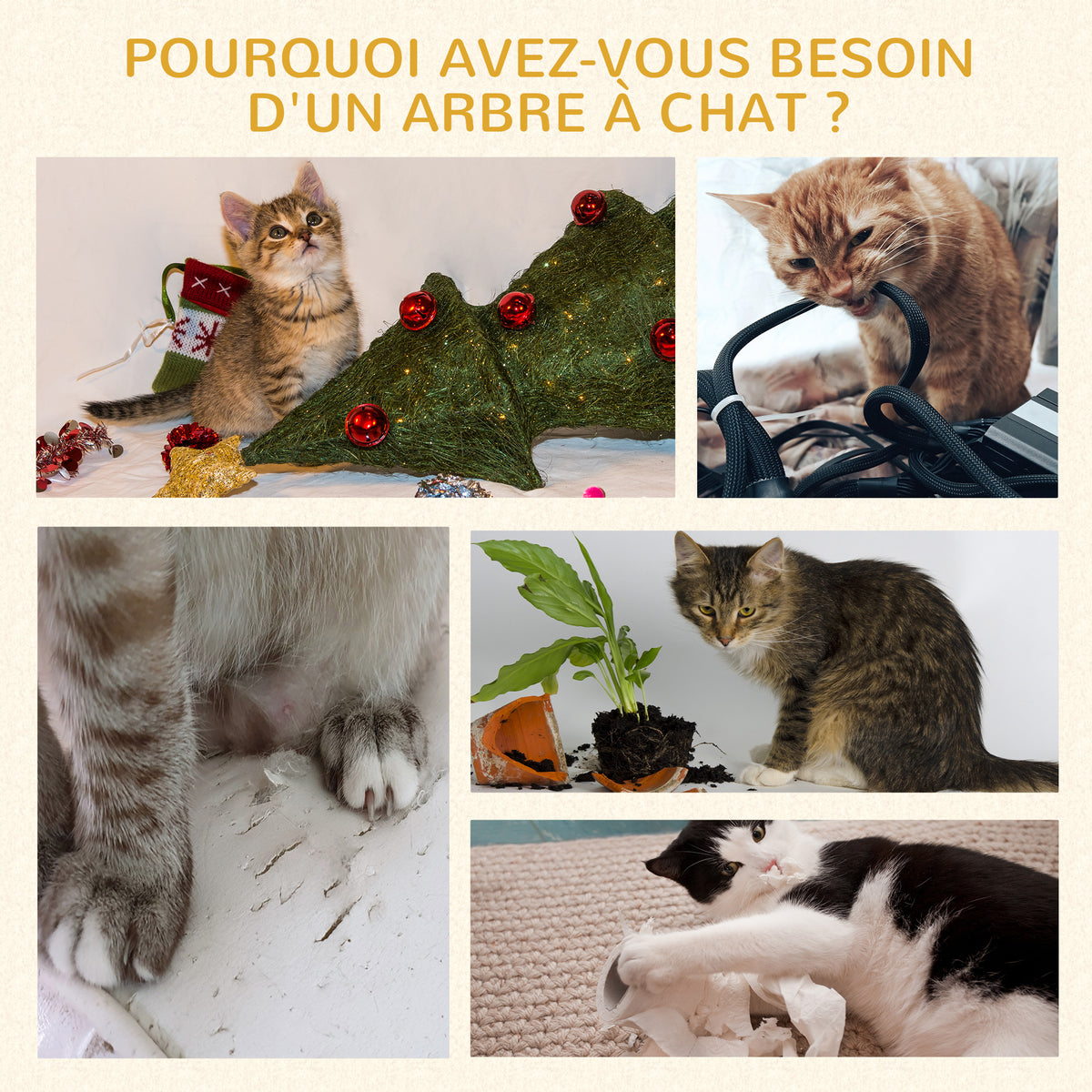 Arbre à chat griffoir avec jeu de boule et plateforme – gris foncé