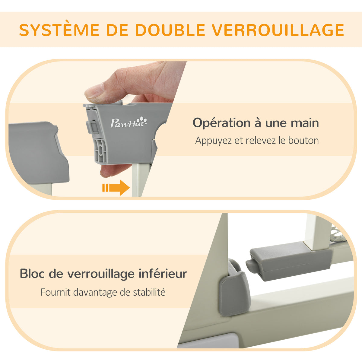 Barrière de sécurité pour animaux à fermeture automatique, 75-103 cm – grise